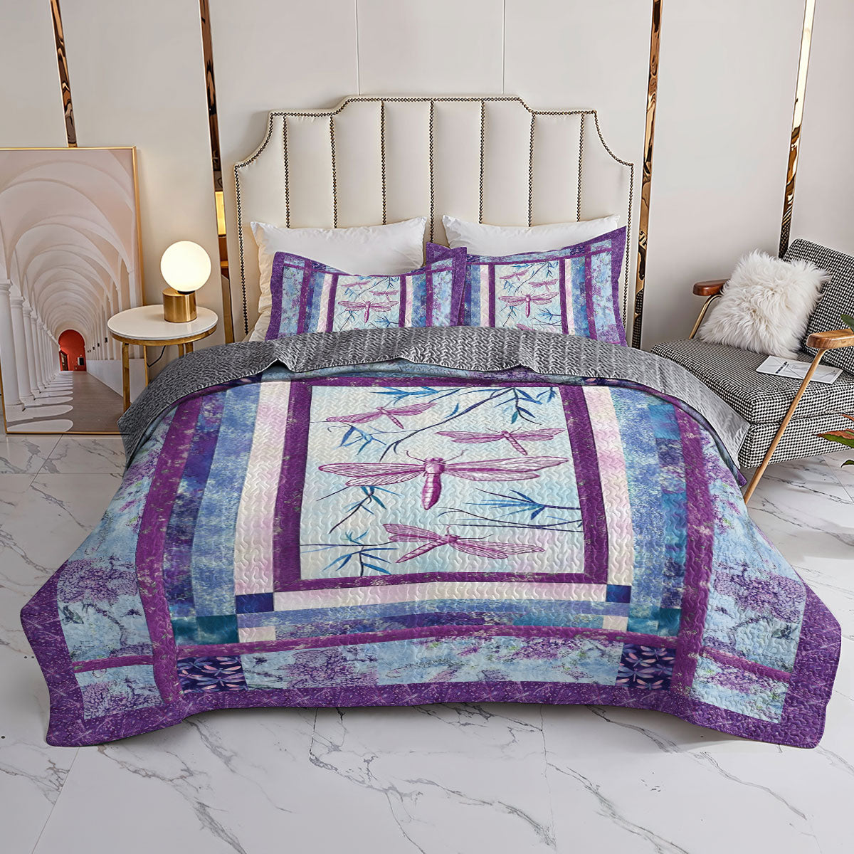 Shineful All Season Quilt 3-Piece Set Dragonfly Gorgeous