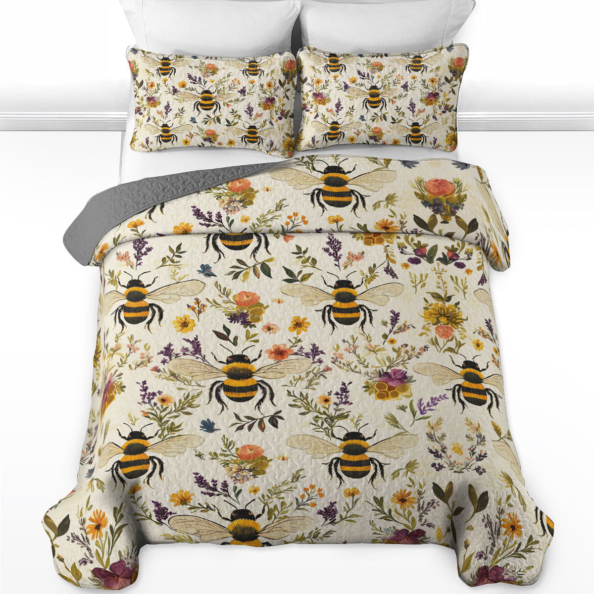 Shineful All Season Quilt 3-Piece Set Bee Love Happy