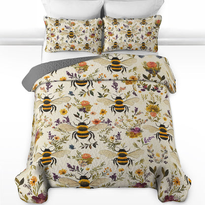 Shineful All Season Quilt 3-Piece Set Bee Love Happy