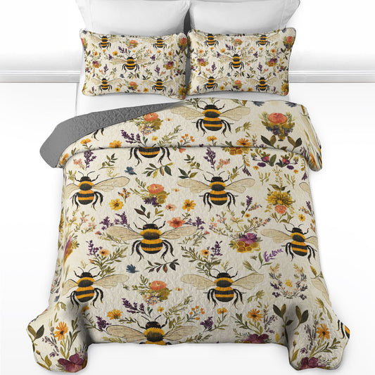 Shineful All Season Quilt 3-Piece Set Bee Love Happy