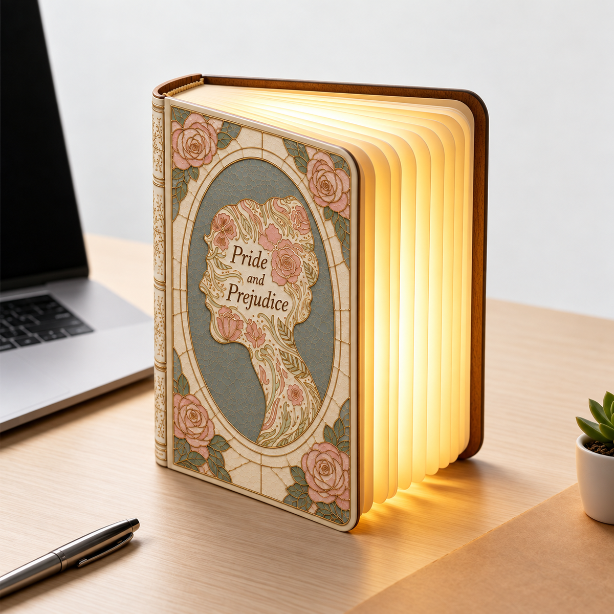 Shineful Price And Prejudice Wooden Book Lamp