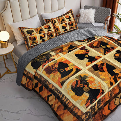 Shineful All Season Quilt 3-Piece Set - Black Women Grace