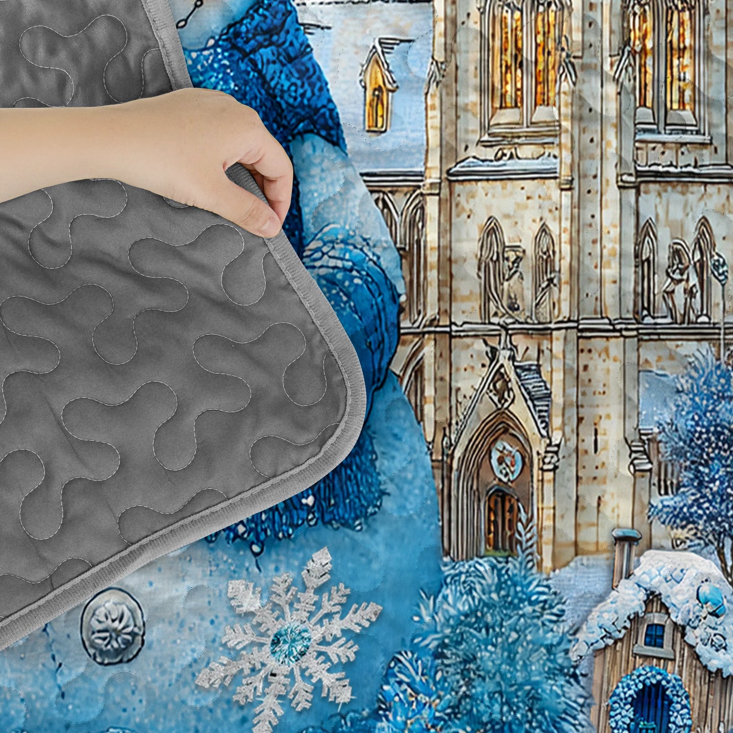 Shineful Quilt 3-Piece Set Frosty Blue Winter