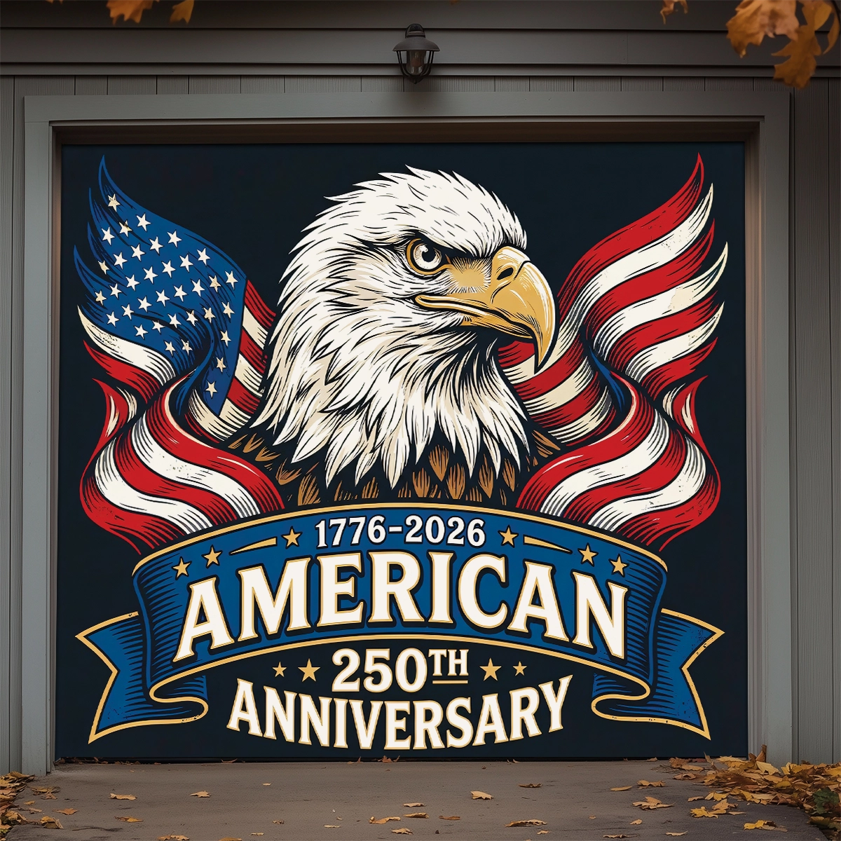 Shineful Garage Door Banner Decoration 250 Years of American's Power