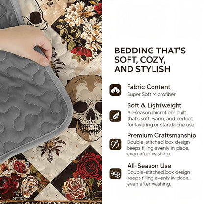 Shineful Quilt 3-Piece Set Gothic Skull Majesty