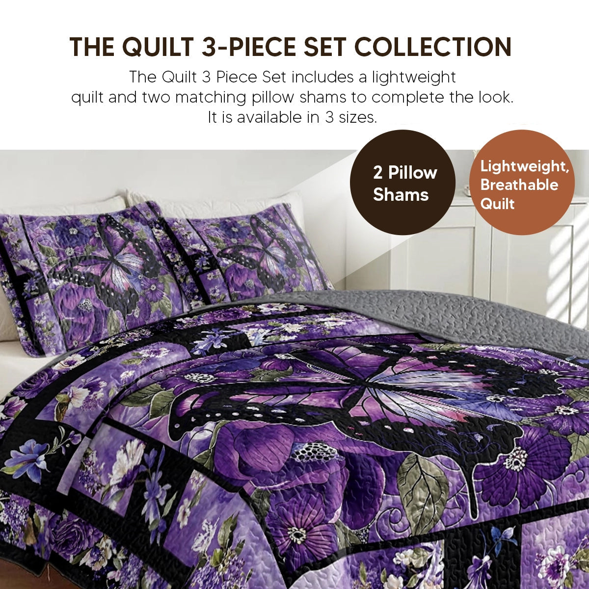 Shineful Quilt 3-Piece Set Golden Wings of Serenity