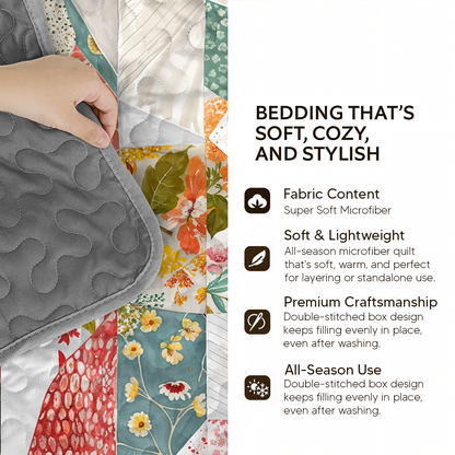 Shineful Quilt 3-Piece Set Horse Flower