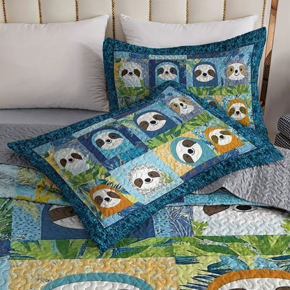 Shineful All Season Quilt 3-Piece Set Sloth Blue Slumber
