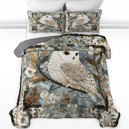 Shineful All Season Quilt 3-Piece Set Charming Owl Flowers