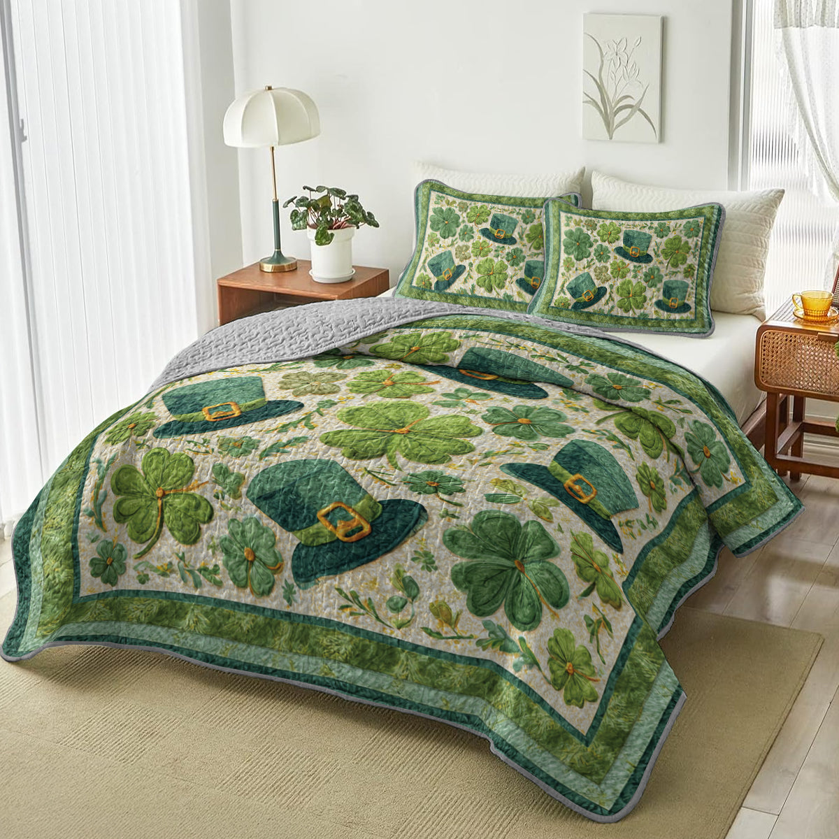 Shineful All Season Quilt 3-Piece Set Lucky Leprechaun