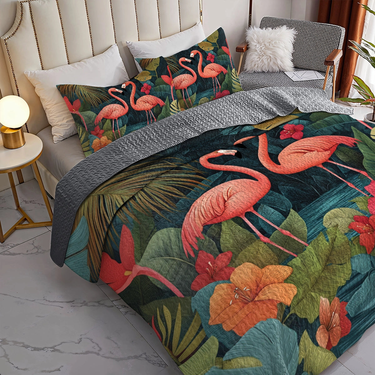 Shineful All Season Quilt 3-Piece Set - Flamingo Haven Tropical