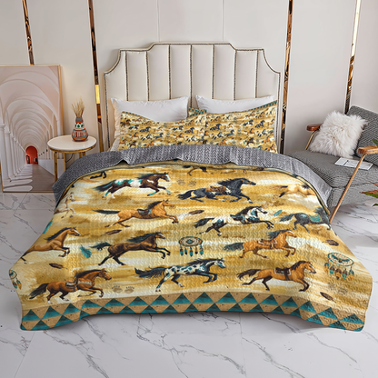 Shineful All Season Quilt 3-Piece Set Wild Mustang Spirits