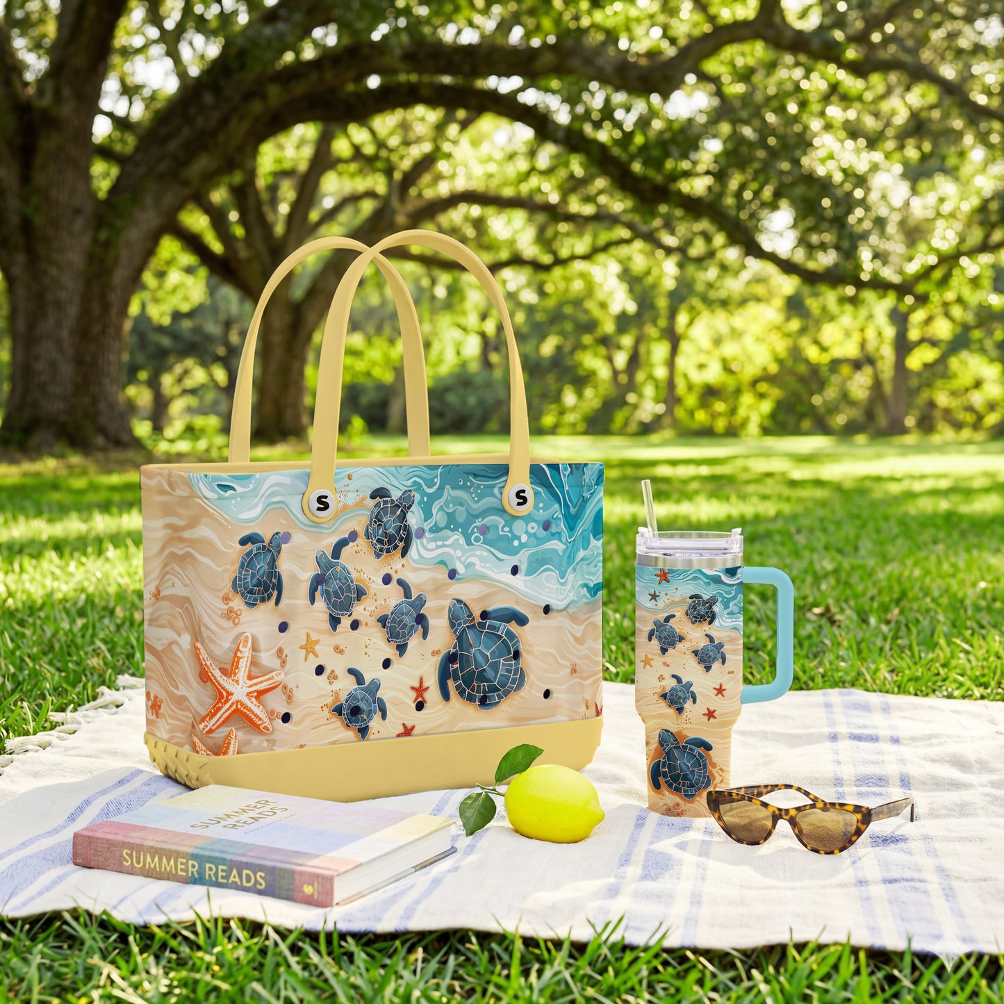 Shineful Bundle Beach Bag And Tumbler Ocean Turtle
