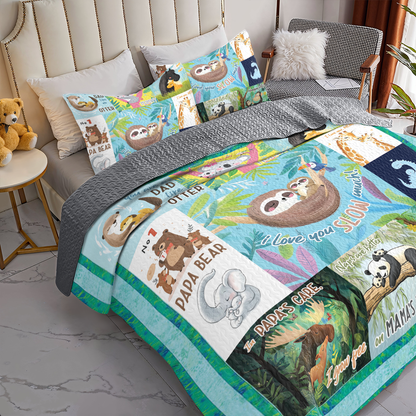 Shineful All Season Quilt 3-Piece Set Papa & Mama's Animal Love
