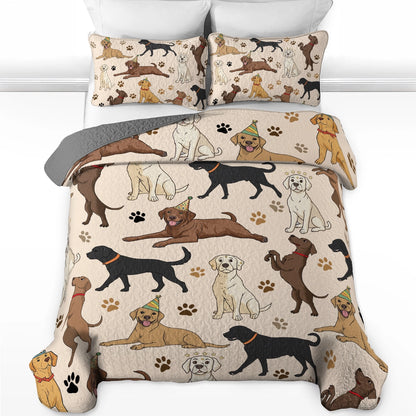 Shineful All Season Quilt 3-Piece Set - Labrador Fun Time