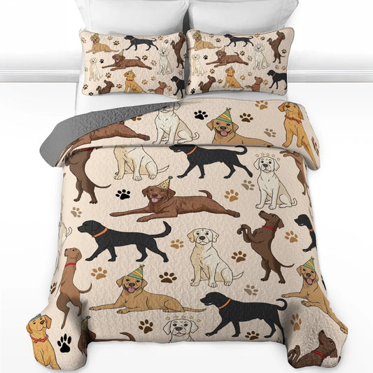 Shineful All Season Quilt 3-Piece Set - Labrador Fun Time