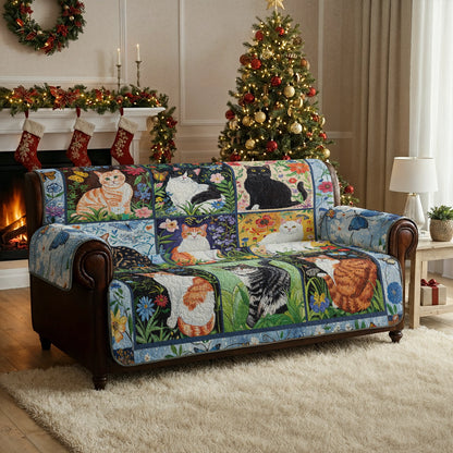 Shineful Sofa Cover Set Cat Floral Felines