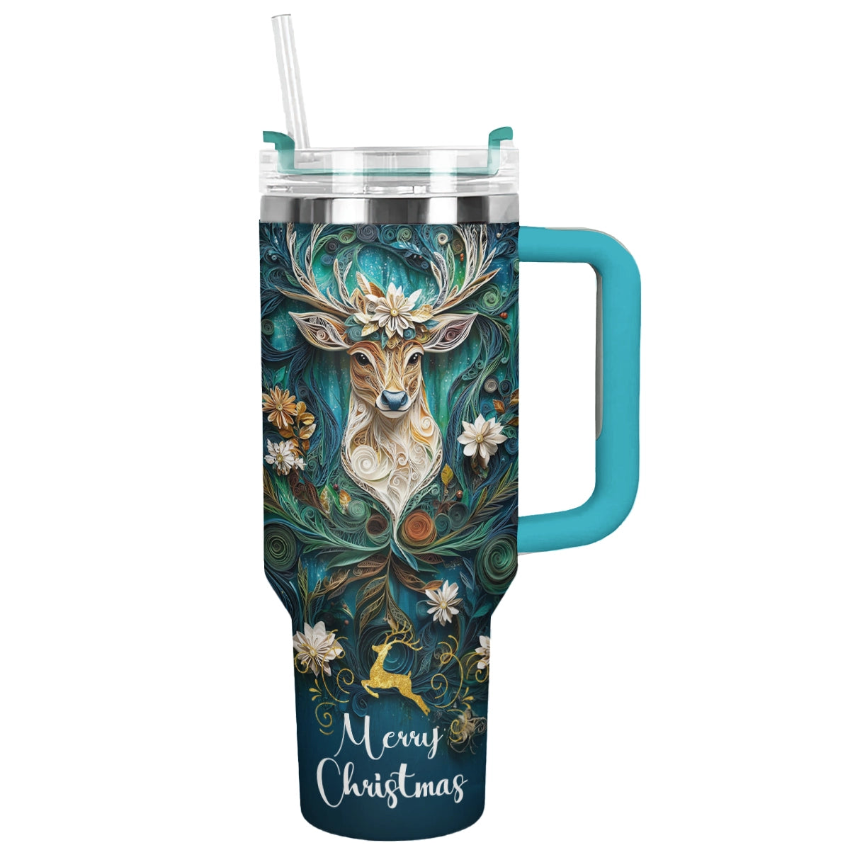 Shineful Glossy Tumbler Vintage Christmas Reindeer