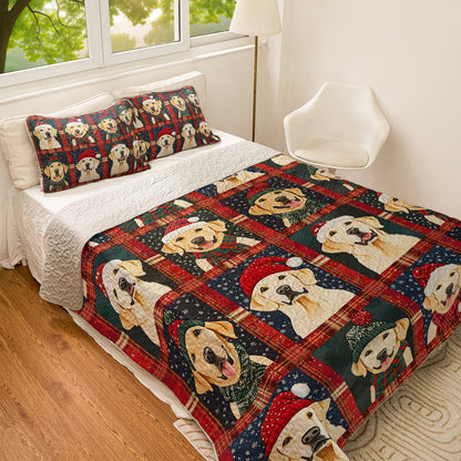 Shineful All Season Quilt 3-Piece Set Golden Christmas Cheer