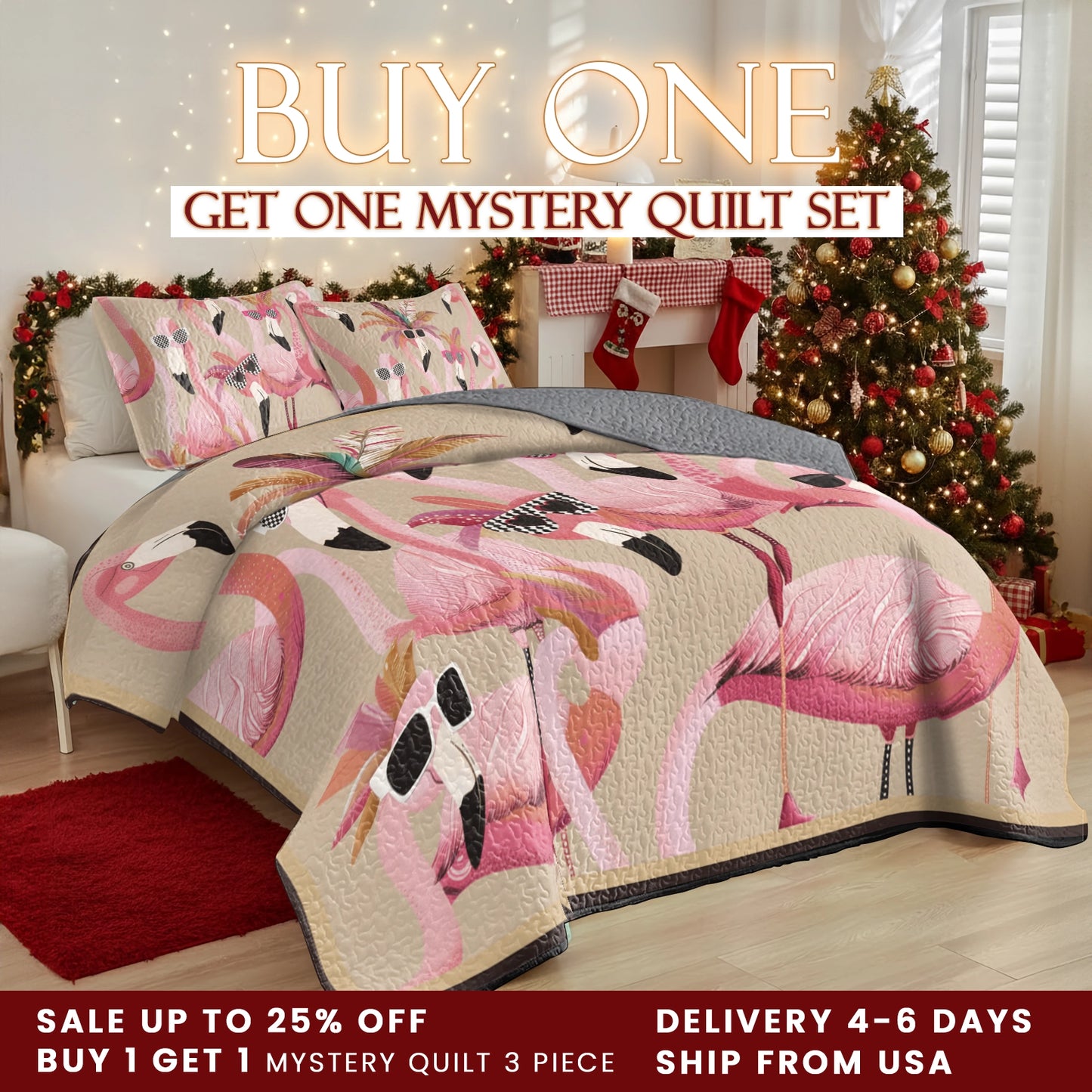 Shineful Quilt 3-Piece Set Funky Flamingo