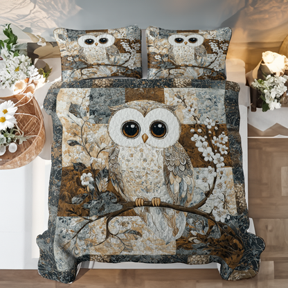 Shineful All Season Quilt 3-Piece Set Cute Owl Lovely