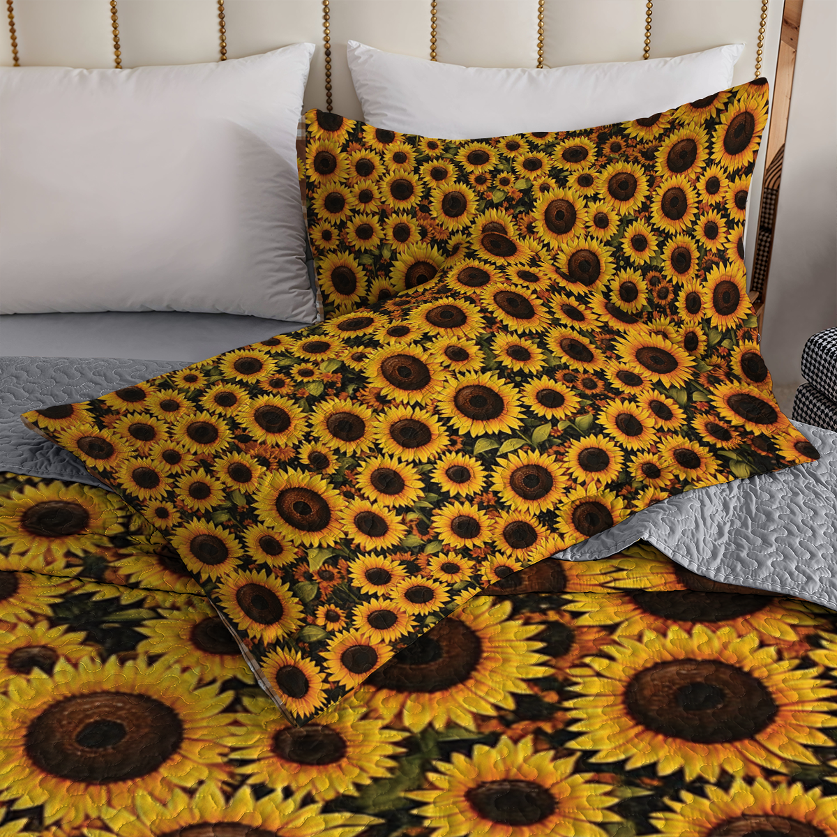 Shineful All Season Quilt 3-Piece Set - Sunlit Golden Blooms
