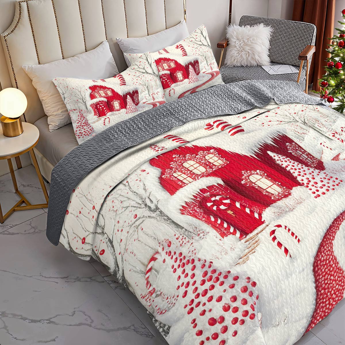 Shineful All Season Quilt 3-Piece Set Gentle Red House