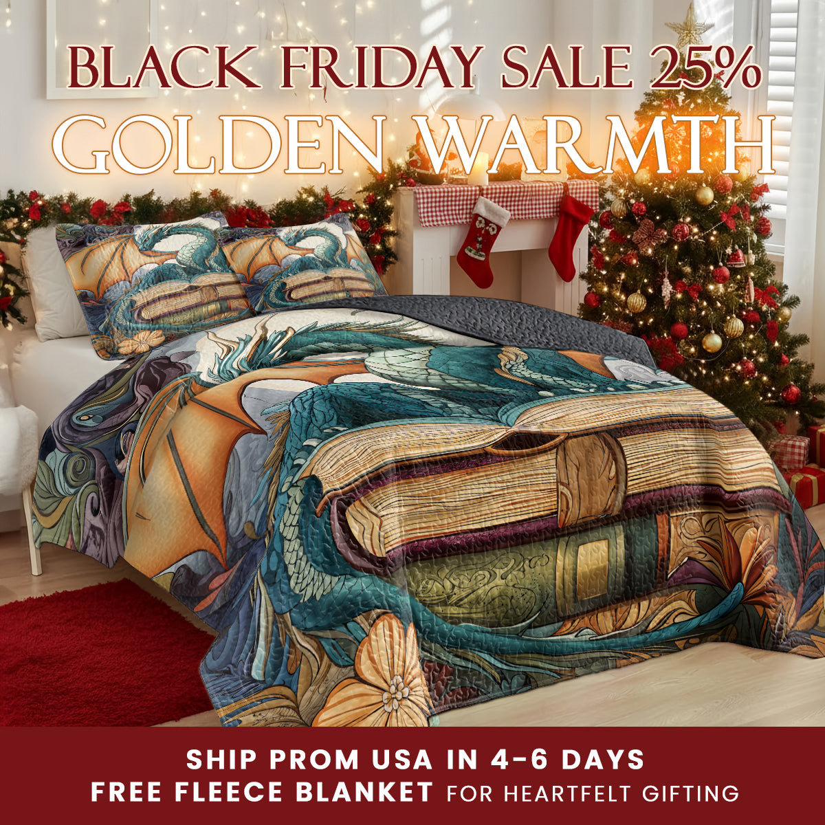 Shineful Quilt 3-Piece Set Dragon Tale