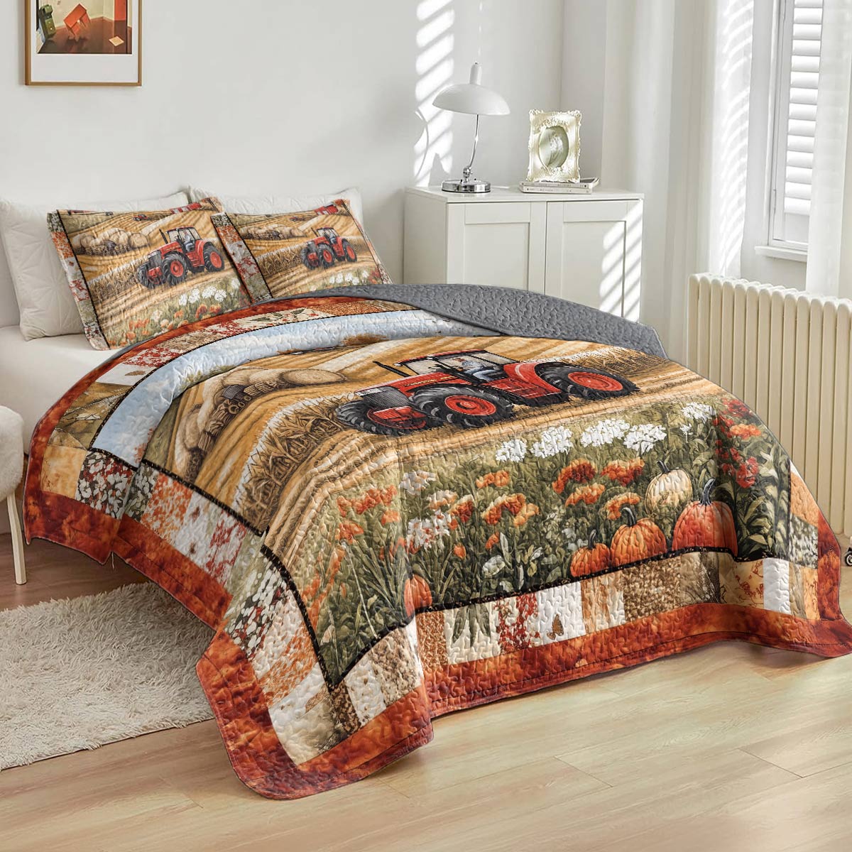 Shineful All Season Quilt 3-Piece Set - Farmer Autumn Harvest