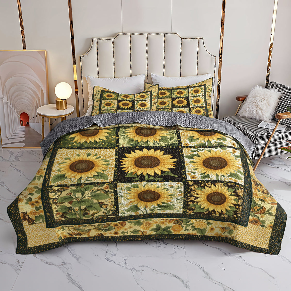 Shineful All Season Quilt 3-Piece Set Sunflower Patch