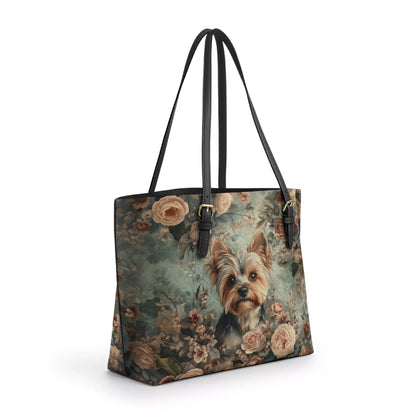 Shineful Leather Tote Bag Yorkie Blossom Luxe