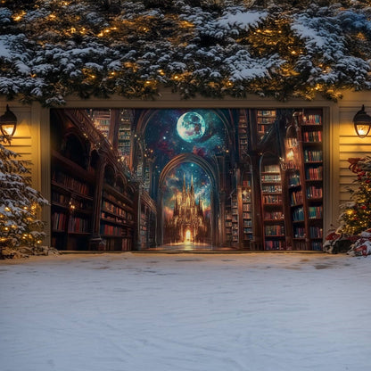 Shineful Garage Door Banner Decoration Enchanted Library