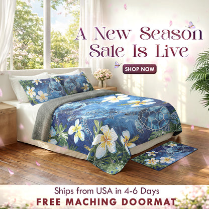 Shineful Quilt 3-Piece Set Tropical Sea Turtle Paradise