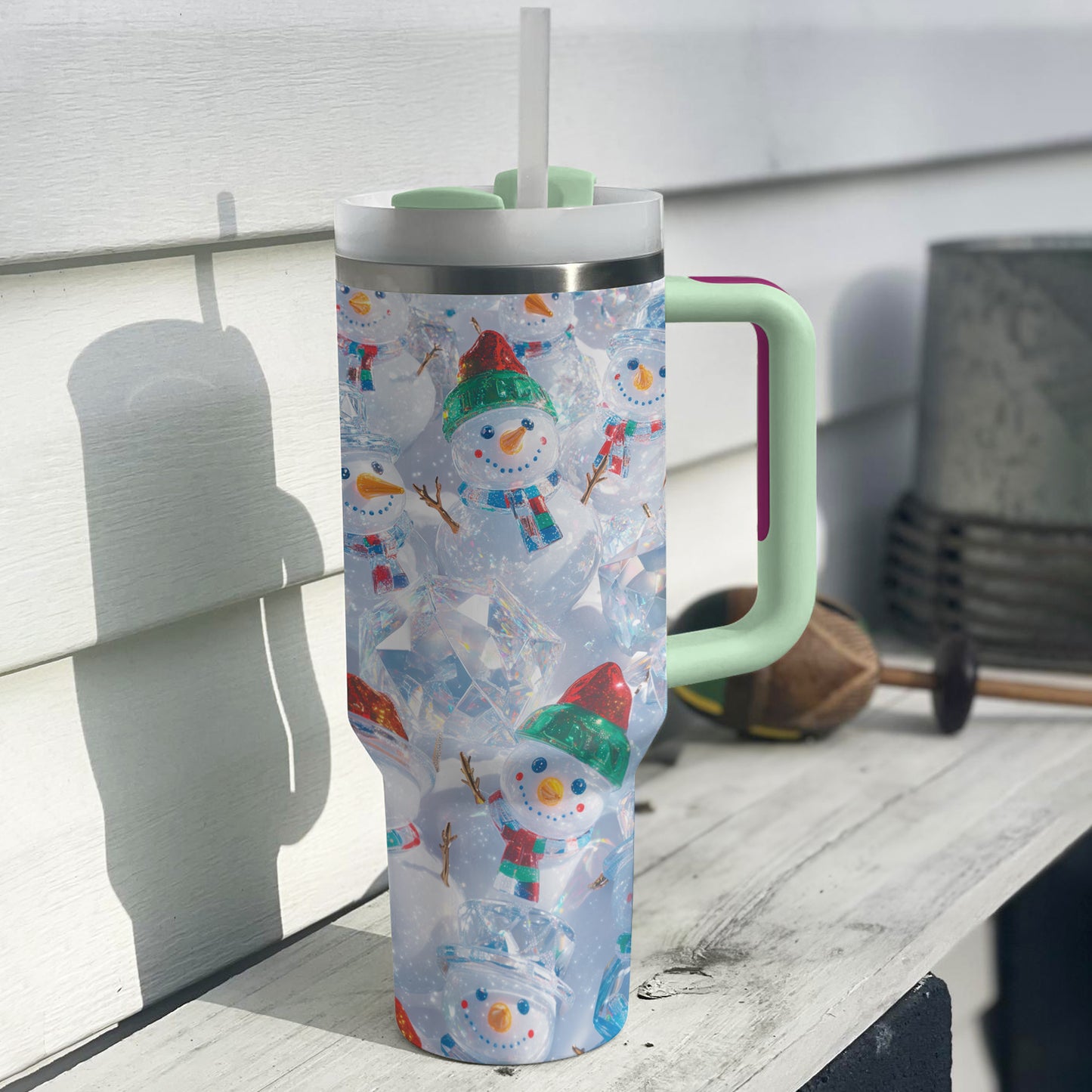 Shineful Glossy Tumbler Crystal Snowman Land