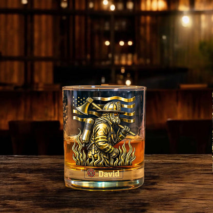 Shineful Whiskey Set Personalized Firefighter Patriotic