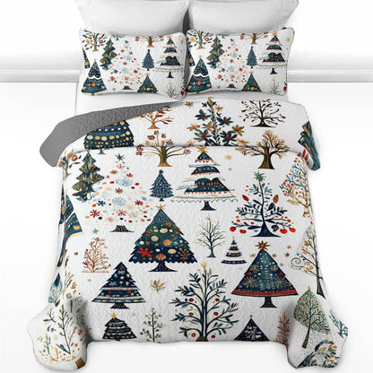 Shineful All Season Quilt 3-Piece Set Gentle Christmas Tree