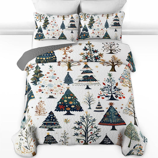 Shineful All Season Quilt 3-Piece Set Gentle Christmas Tree