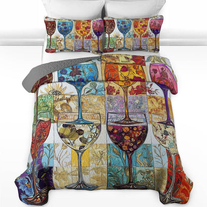 Shineful All Season Quilt 3-Piece Set Gorgeous Classic Wine Glass