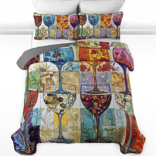 Shineful All Season Quilt 3-Piece Set Gorgeous Classic Wine Glass