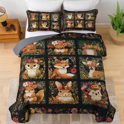 Shineful All Season Quilt 3-Piece Set Floral Animal