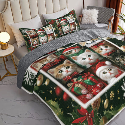 Shineful All Season Quilt 3-Piece Set Christmas Holiday Purr-fection