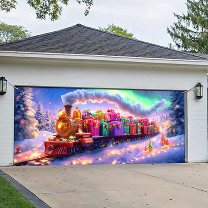 Shineful Garage Door Banner Decoration Festive Train Journey