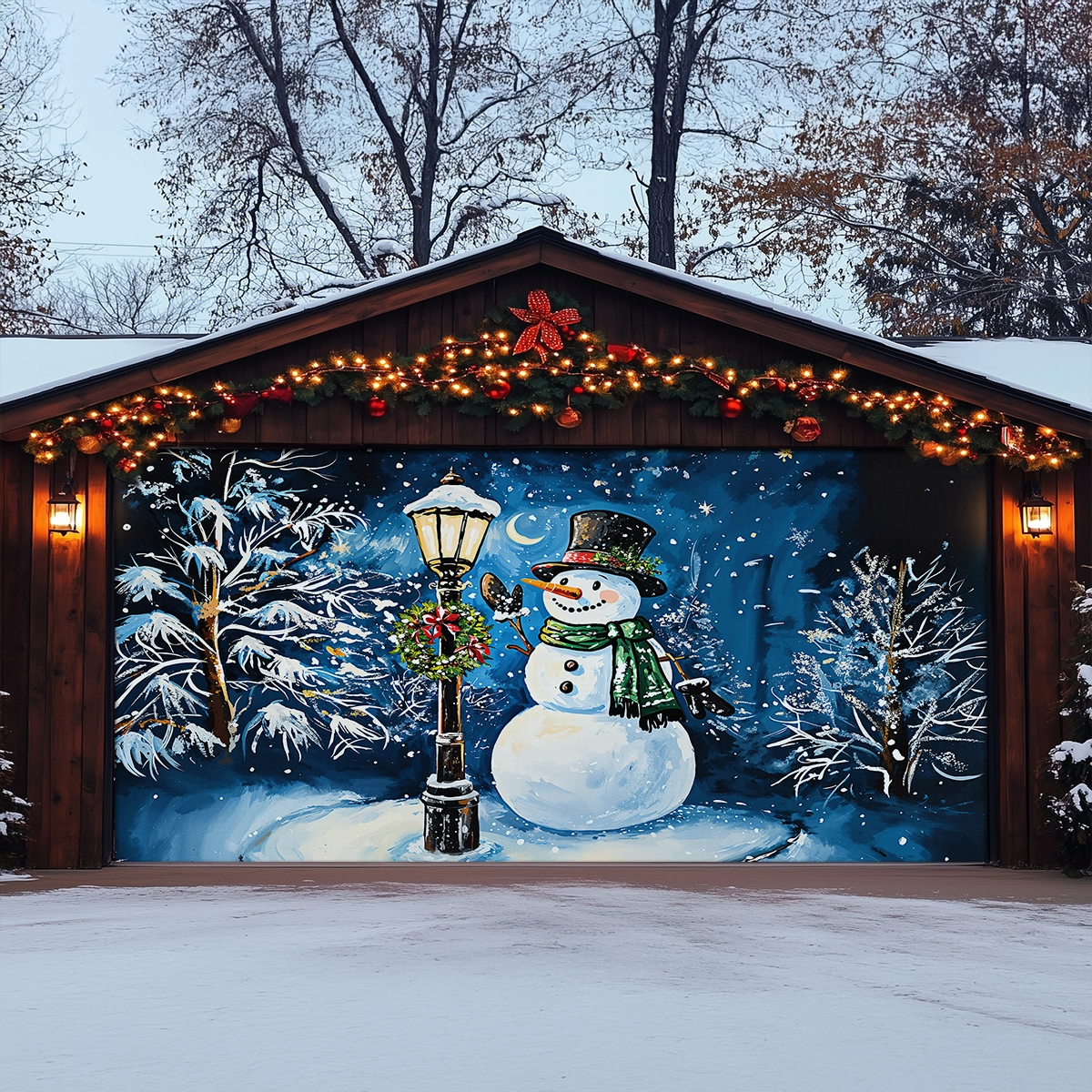 Shineful Garage Door Banner Decoration - Frosty Night