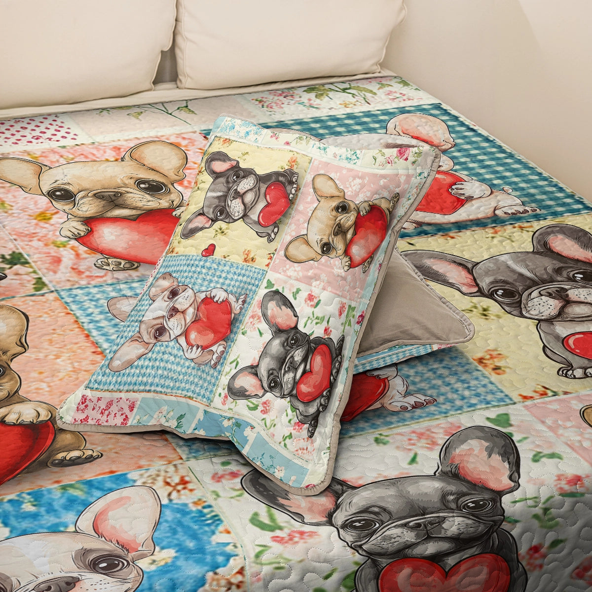 Shineful All Season Quilt 3-Piece Set -  French Bulldog Cuteness Love