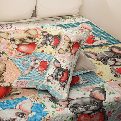 Shineful All Season Quilt 3-Piece Set -  French Bulldog Cuteness Love