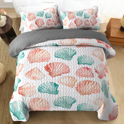 Shineful All Season Quilt 3-Piece Set Ocean Seashell