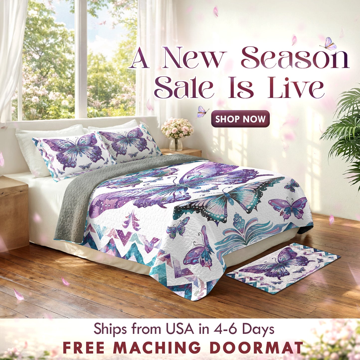 Shineful All Season Quilt 3-Piece Set Mystic Butterfly