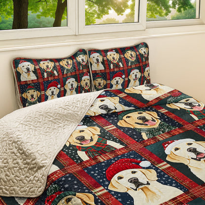 Shineful All Season Quilt 3-Piece Set Golden Christmas Cheer
