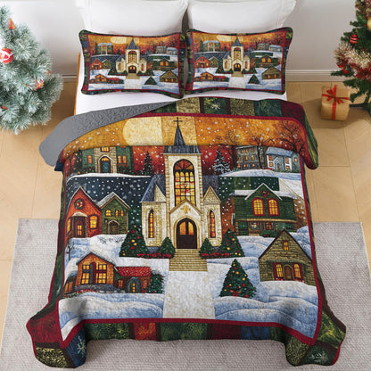 Shineful All Season Quilt 3-Piece Set Cozy Winter Village
