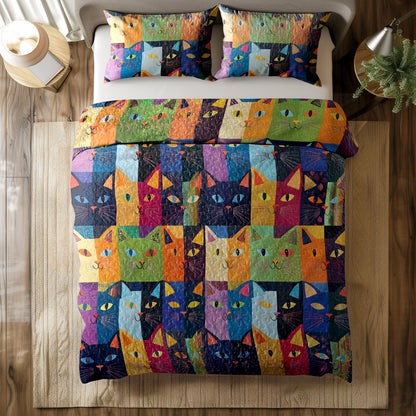Shineful All Season Quilt 3-Piece Set Artistic Cats